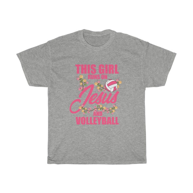 She Runs on Christianity & Volleyball Sporty Religious Women Novelty Believer