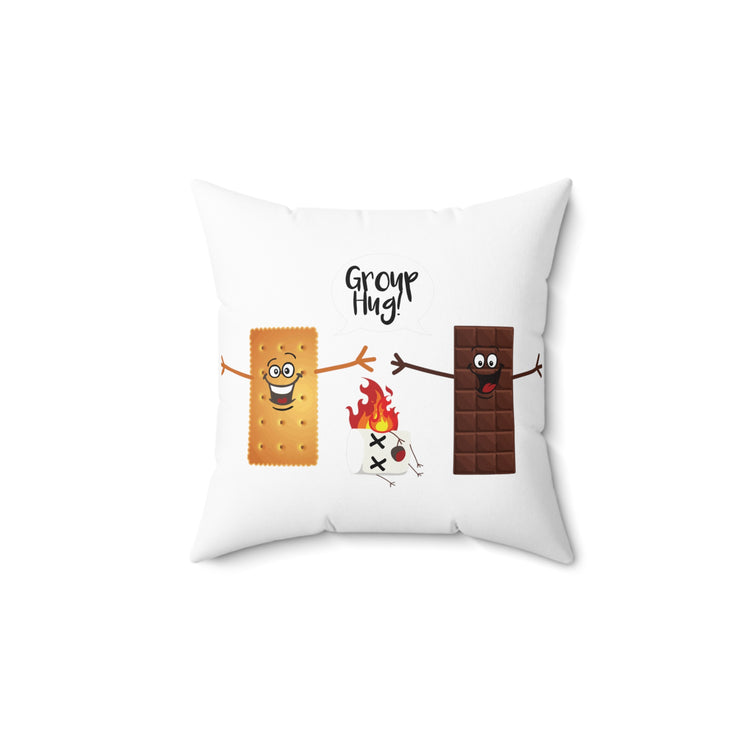 Funny Group Hug Smores Chocolate Marshmallow Spun Polyester Square Pillow