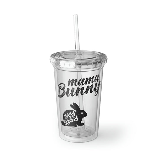 16oz Plastic Cup Humorous Momma Bunnies Distressed Sarcastic Illustration Funny Parenting