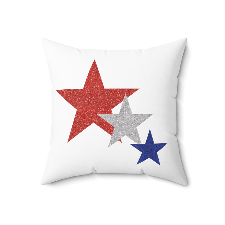 Three Stars Fourth Of July Spun Polyester Square Pillow