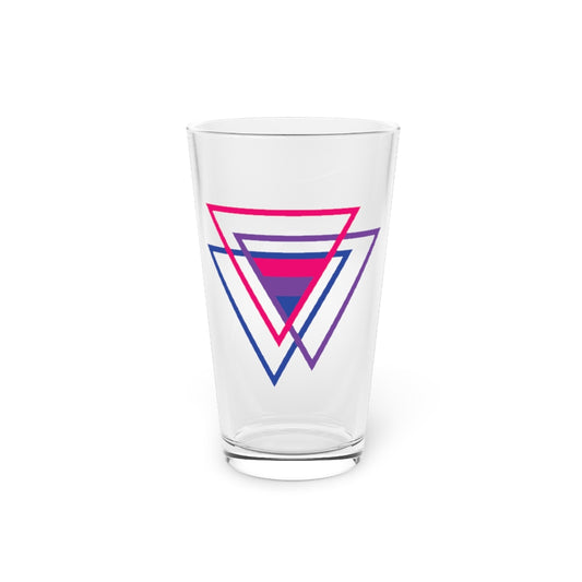 Beer Glass Pint 16oz Bi Pride Bisexual Flag Triangle