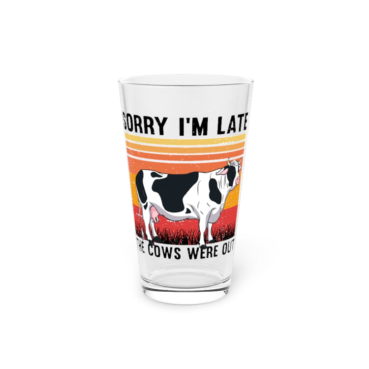 Beer Glass Pint 16oz   Hilarious Cows Livestock Farmers Manure Farms Enthusiast Humorous Farming Town