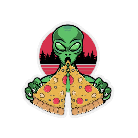 Sticker Decal Humorous Extraterrestrial Eating Pizza Funny Spooky Aliens Novelty Extraneous Stickers For Laptop Car