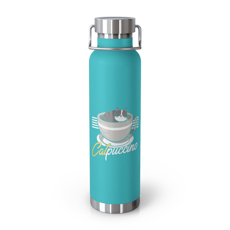 Copper Vaccum Insulated Bottle 22oz  Hilarious Catpuccino Caffeine Stimulant Beverages Enthusiast Humorous Caffeinated Drinks Freshly Brewed Lover
