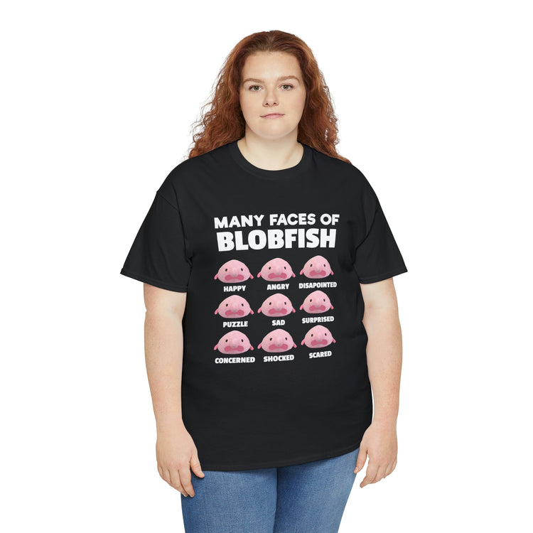 Shirt Funny Many Faces Of Blobfish Ugly Weird creatures viral lovers Humorous Memes T-Shirt Unisex Heavy Cotton Tee