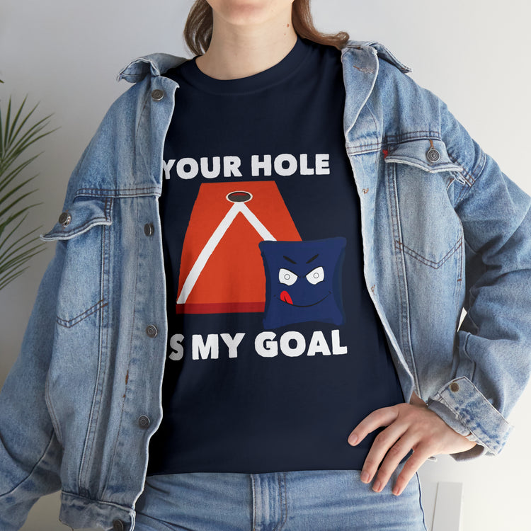 Shirt Funny Your Hole's My Goal Illustration Golfer Hilarious Golf Competition Sports T-Shirt Unisex Heavy Cotton Tee