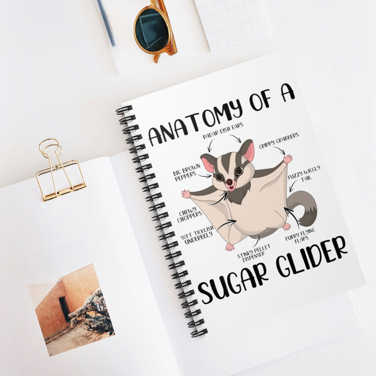 Spiral Notebook   Hilarious Anatomy Of Glider Furry Mammal Pets Enthusiast Gliding Exotic Pet