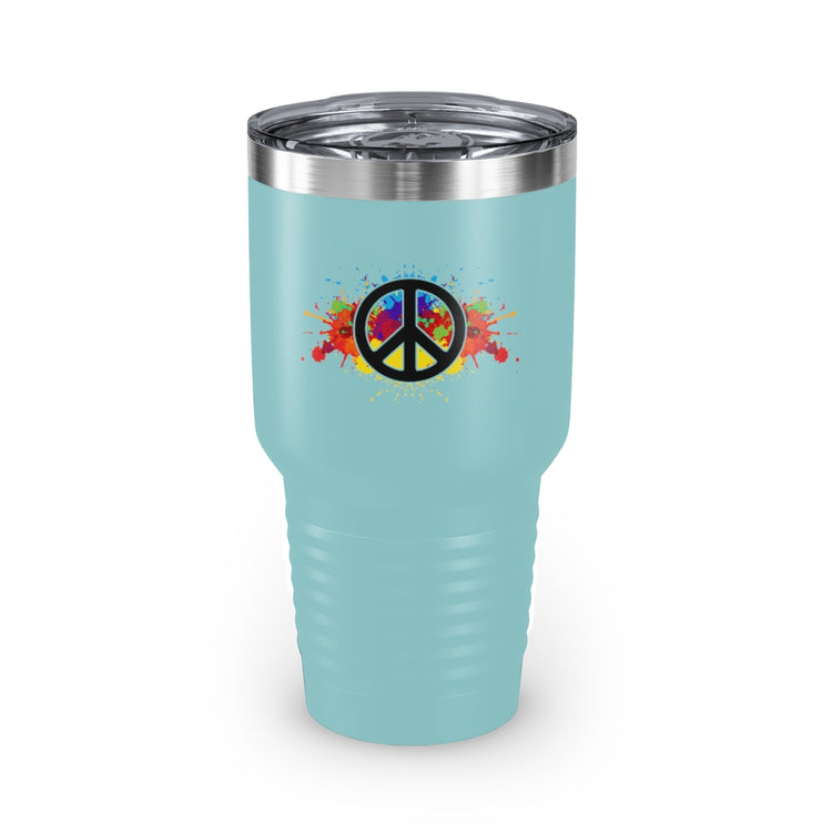 30oz Tumbler Stainless Steel  Colors Hilarious Paint Peace Hipsters Sign Illustration Gags Humorous Splattered