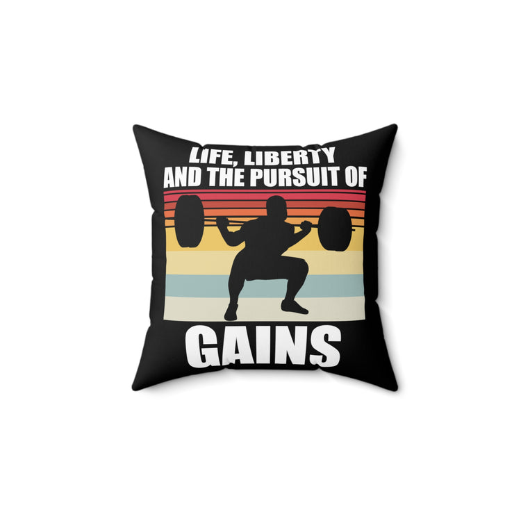 Novelty Patriotic Weightlifter Bodybuilder Bodybuilding Fan Hilarious Chauvinistic Physical FItness Working Out Lover Spun Polyester Square Pillow