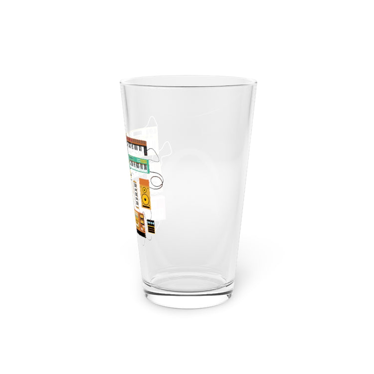 Beer Glass Pint 16oz Humorous Electronic Musician Synthesizers Drums Enthusiast Hilarious Instrument