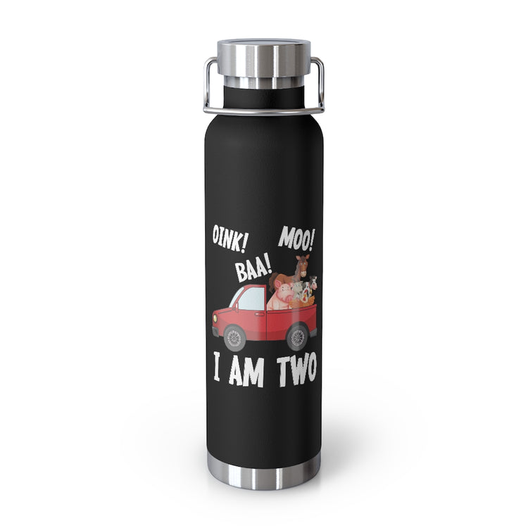 Copper Vaccum Insulated Bottle 22oz  Hilarious Oink Baa Moo Ranch Farmstead Animals Enthusiast Humorous Rancher Vineyard Livestock Critters Lover