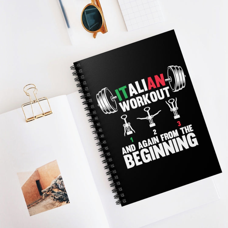 Spiral Notebook  Novelty Weightlifting Weights Workout Heavylifting Lover Humorous Italia Excercise Physical Fitness Fan