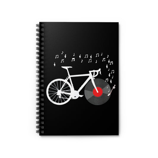 Spiral Notebook Hilarious Riding Bicyclist Old-Fashioned Sounds Humorous  Biker Recorder Playing Men Women