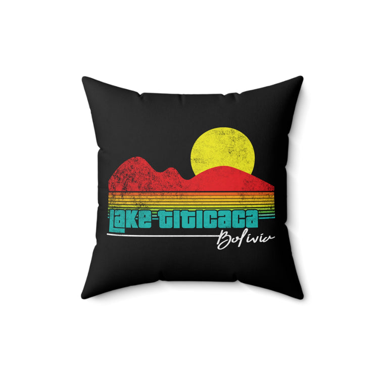 Retro Lake Titicaca Bolivia Ocean Graphic Vintage Island Hopping Chillin' Men Women T Shirt Spun Polyester Square Pillow