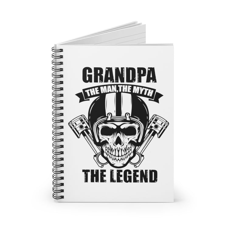 Spiral Notebook Vintage Granddads Motorcycling Enthusiasts Illustration Gag Humorous Skulls Graphic Driving Puns