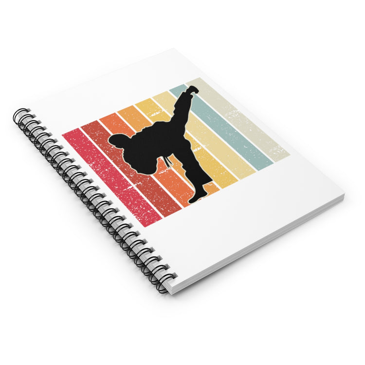 Spiral Notebook Hilarious Vintage Nostalgic Kick Boxing White Belter Lover Extreme Sports Enthusiast Kendo Aikidos