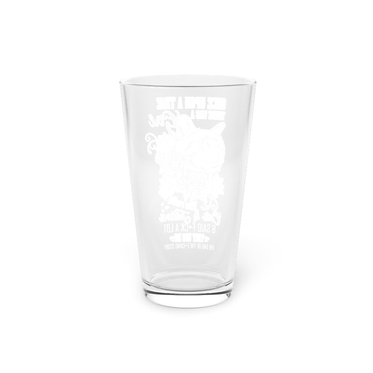 Beer Glass Pint 16oz  Novelty There Was A Girl Who Loved Feline And Tattoos Fan Hilarious Fur Parent