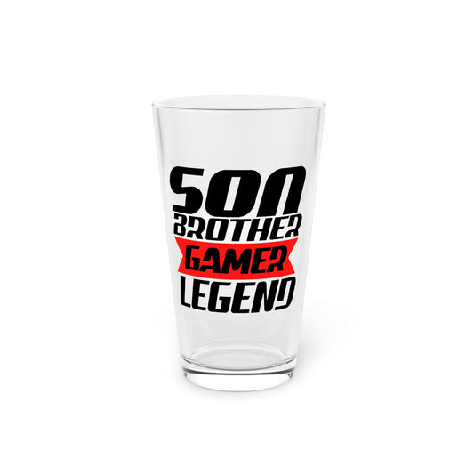 Beer Glass Pint 16oz Funny Sayings Son Brother Gamer Legend Hobby Sarcasm Novelty Women Men Sayings