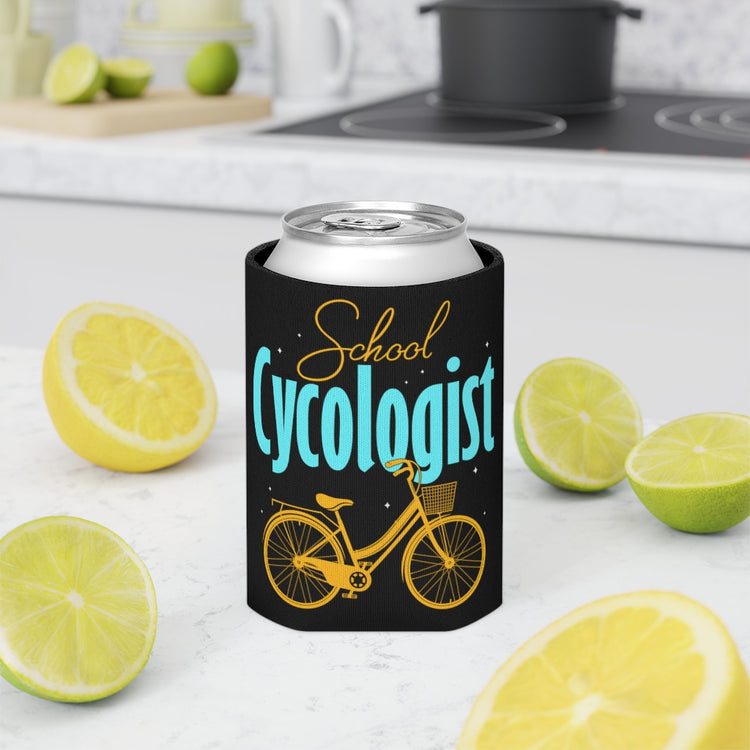 Beer Can Cooler Sleeve  Novelty School Cycologist Bicyclist Biker Biking Enthusiast Hilarious Cyclist