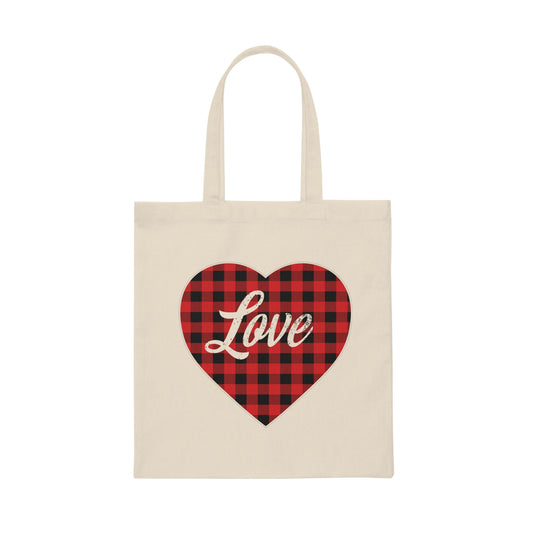 buffalo plaid heart 2 Canvas Tote Bag