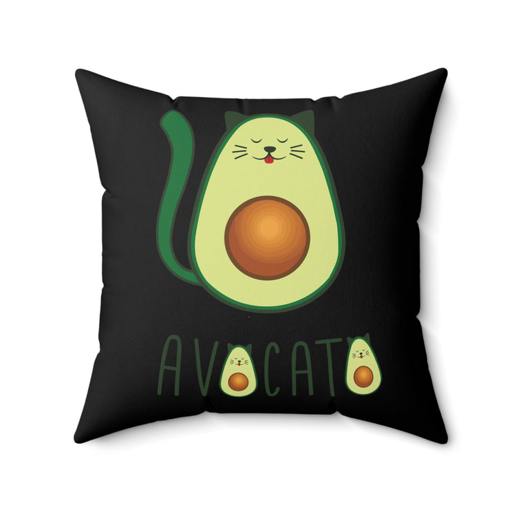 Cute Avocato For Men Women Cat Lover Spun Polyester Square Pillow