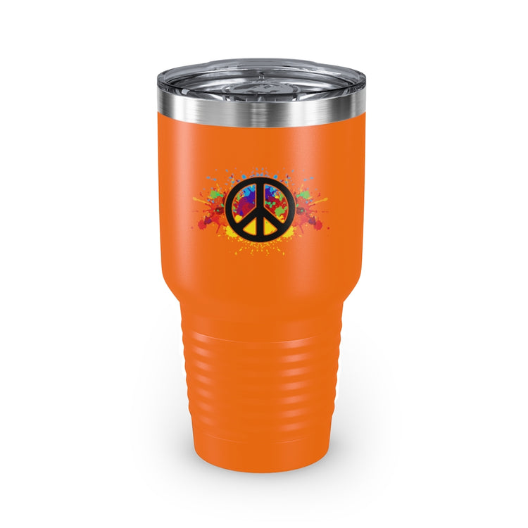 30oz Tumbler Stainless Steel  Colors Hilarious Paint Peace Hipsters Sign Illustration Gags Humorous Splattered