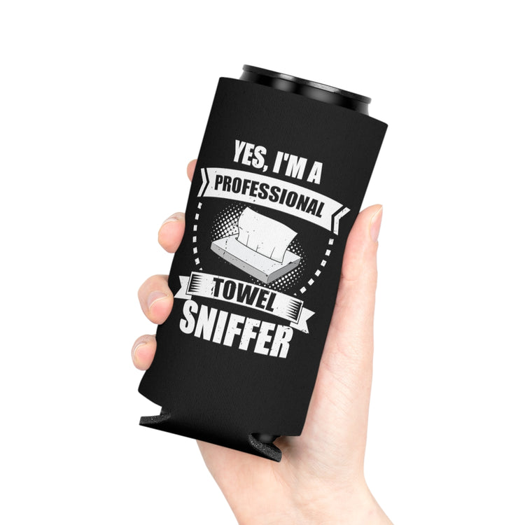 Beer Can Cooler Sleeve  Funny I'm a Professional Towel Sniffer Snif Test Enthusiasts Humorous Scent Expert Smell Occupation Quotes