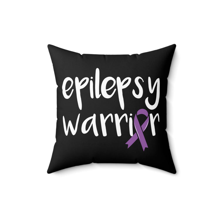 Humorous Epilepsy Fighter Childrens Violet Stripe Supporter Novelty Cramping Seizures Sick Disorders Overcomer Spun Polyester Square Pillow