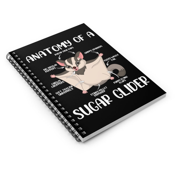 Spiral Notebook  Hilarious Anatomy Of Glider Furry Mammal Pets Enthusiast Gliding Exotic Pet Tasmania Flying Animals Lover