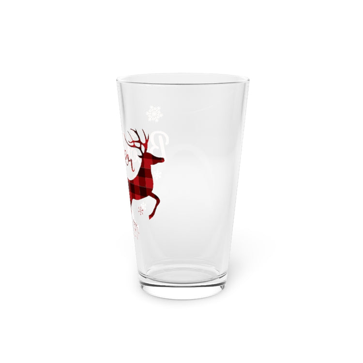 Beer Glass Pint 16oz Christmas Reindeer Family