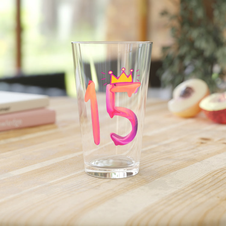 Beer Glass Pint 16oz  Cute 15th Celebrations Quinceanera Graphic