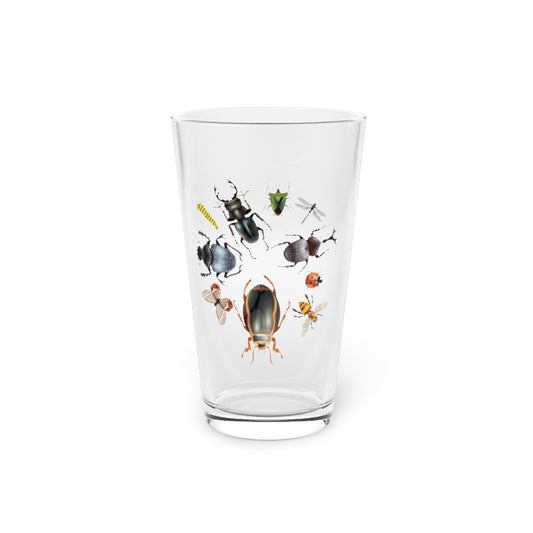 Beer Glass Pint 16oz  Bugs Insects Beetles