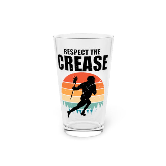 Beer Glass Pint 16oz  Hilarious Respect Crease Field Hockey Comical Sayings Fan Humorous Extreme
