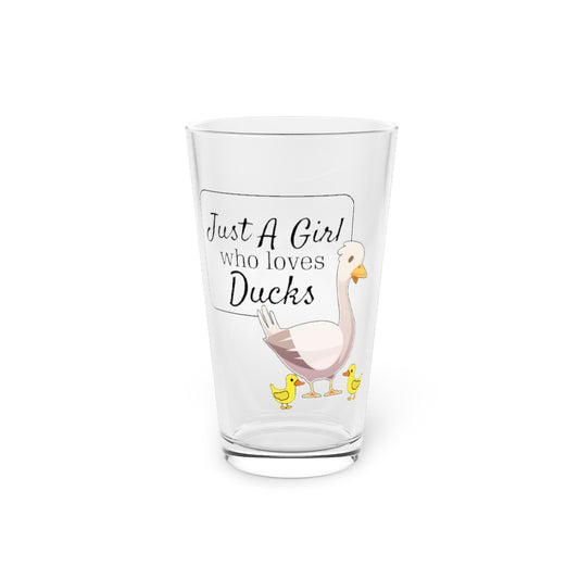 Beer Glass Pint 16oz  Humorous Duck Animals Cute Chicken