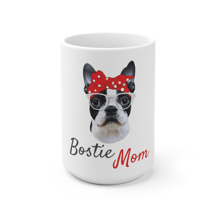 White Ceramic Mug  Retro Boston Terrier Dog Owner  Gift Vintage Funny Bostie Mom Cool Mama Graphic Men Women