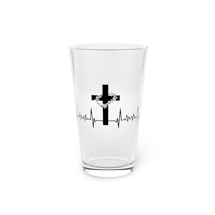 Beer Glass Pint 16oz  Novelty Christianity Cross Christianism Religious Devotee Hilarious Worshipping