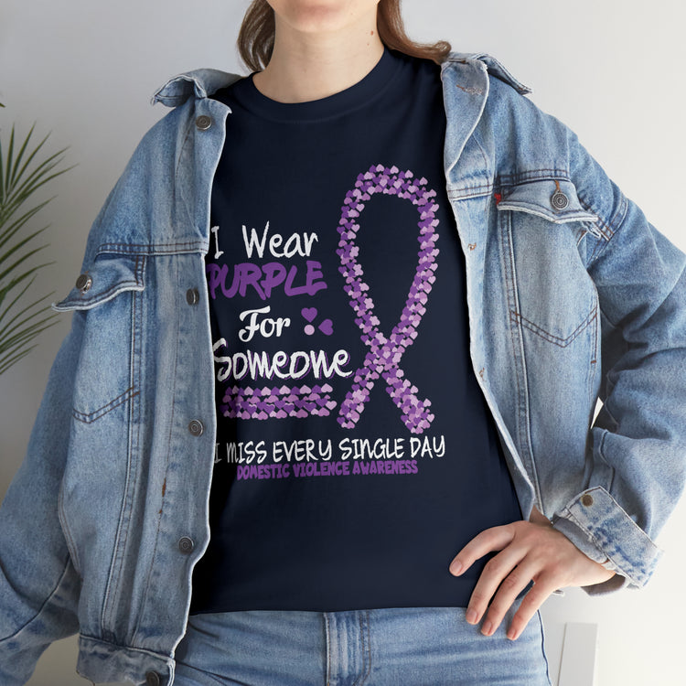 Shirt Funny Wear Purple Domestic Violence Awareness Survivor Fun Empowerment Support T-Shirt Unisex Heavy Cotton Tee