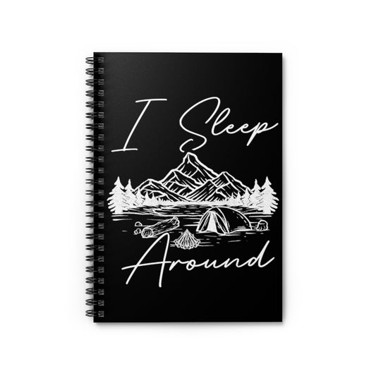 Spiral Notebook  Humorous Camping Besties Bourbon Party Shelters Retreat Lover Retro Outdoors Drinking Camp Adventure Enthusiast