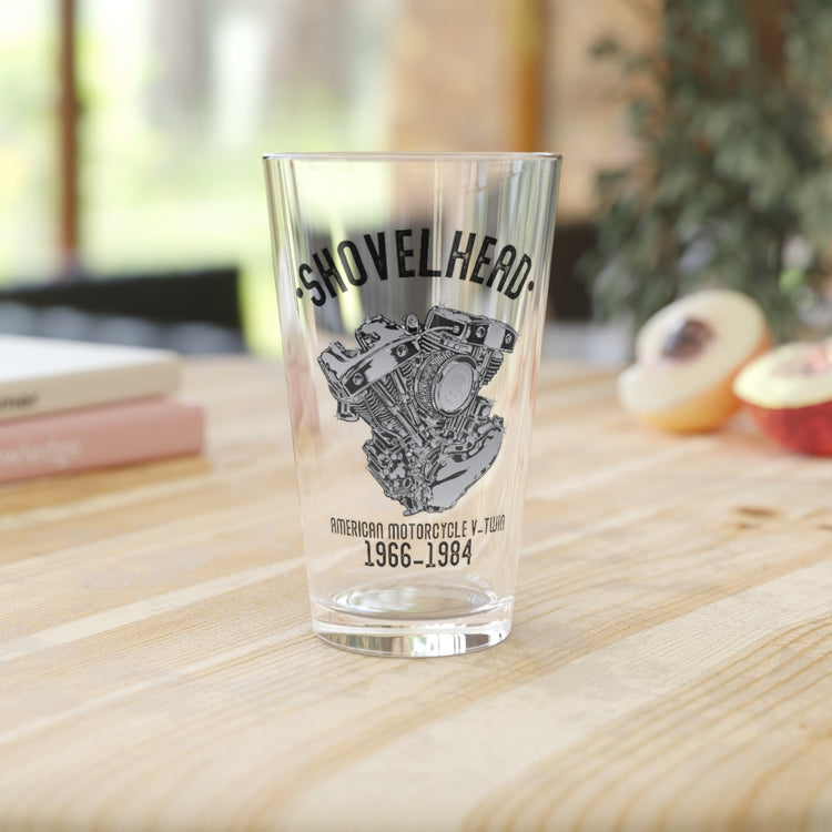 Beer Glass Pint 16oz  shovelhead american motorcycle v-twin Vintage Shovelhead Motorcycle Enthusiasts