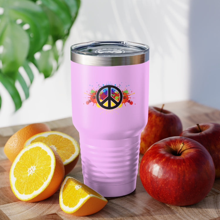 30oz Tumbler Stainless Steel  Colors Hilarious Paint Peace Hipsters Sign Illustration Gags Humorous Splattered