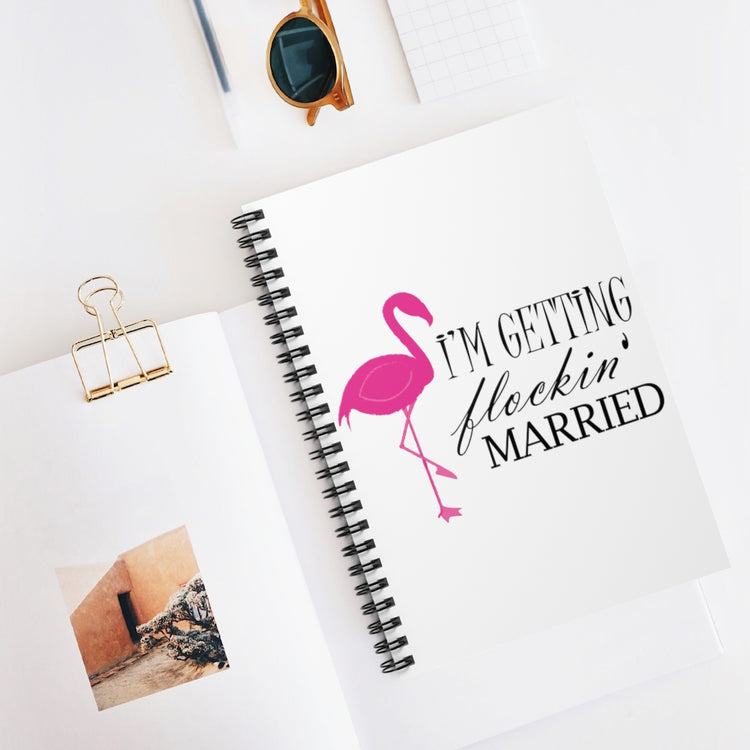 Spiral Notebook Humorous Bridal Entourages Flamingoes Illustration Puns Hilarious Bridesmaids