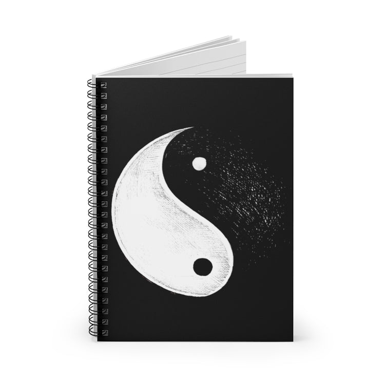 Spiral Notebook Hilarious Yinyang Ebony And White Hallows Eve Attire Lover Humorous Trickster Night Fright Evening Party Fan