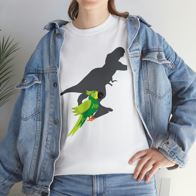 Shirt Funny Screaming Parrot Courageous Dinos Cockatiel Bird Dinosaur Animal Comical T-Shirt Unisex Heavy Cotton Tee