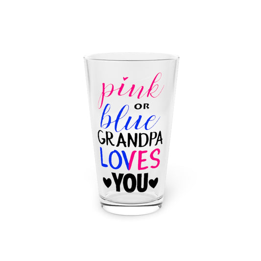 Beer Glass Pint 16oz  Pink Or Blue Grandpa Loves You Gender Reveal Grandfather