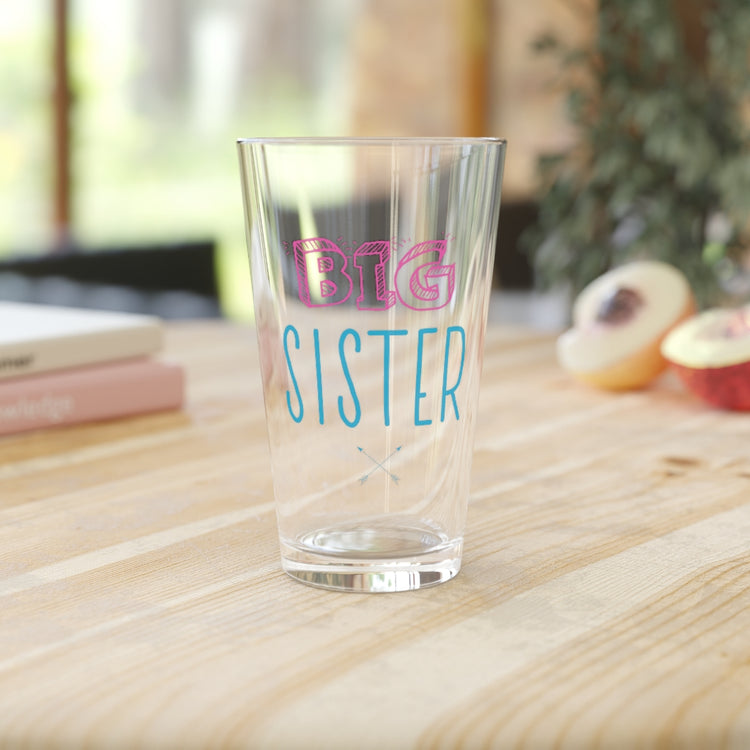 Beer Glass Pint 16oz Big Sister Announcement Little