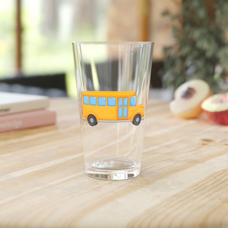 Beer Glass Pint 16oz  Novelty Heartbeats Students Transportation Motorbus Schooling Hilarious