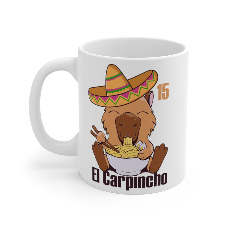 White Ceramic Mug Funny Hispanic Carpincho Playing Sarcastic Women Men Humorous Mexican Carpincho