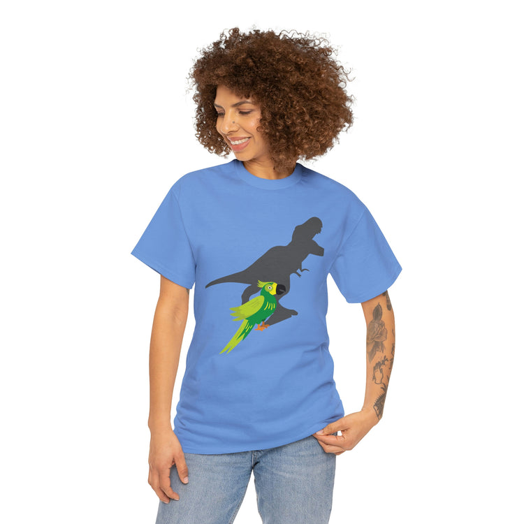 Shirt Funny Screaming Parrot Courageous Dinos Cockatiel Bird Dinosaur Animal Comical T-Shirt Unisex Heavy Cotton Tee