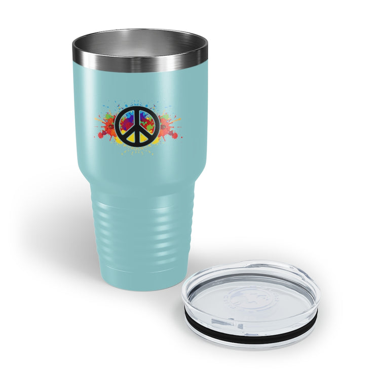 30oz Tumbler Stainless Steel  Colors Hilarious Paint Peace Hipsters Sign Illustration Gags Humorous Splattered