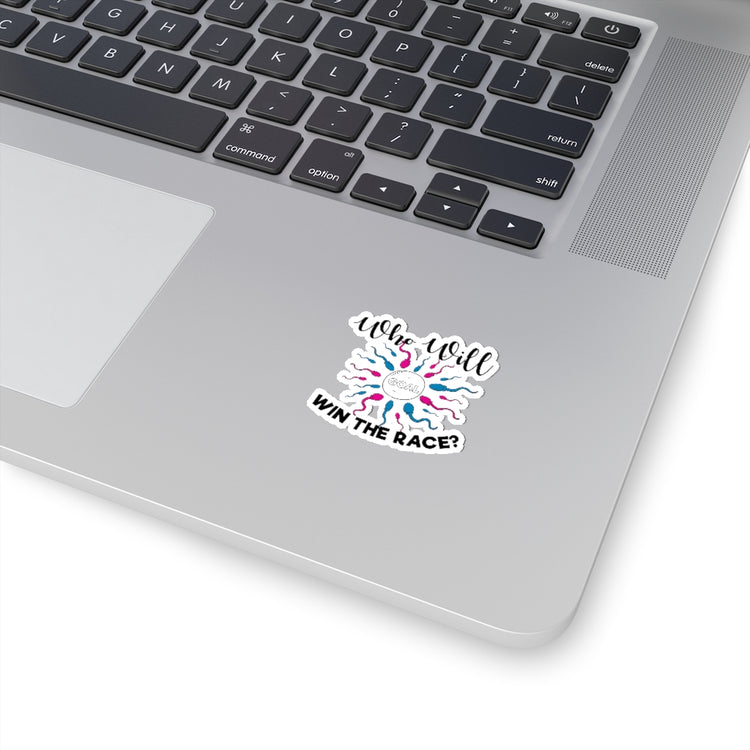 Sticker Decal Who Will Win The Race Funny Gender Announcement Stickers For Laptop Car